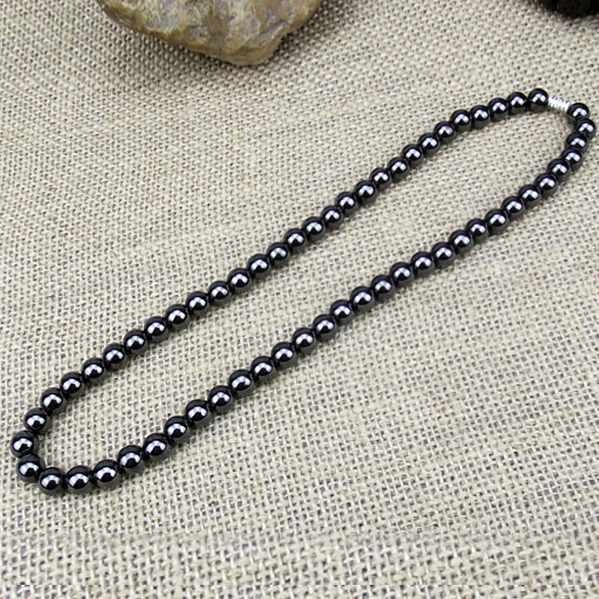 6/8mm Magnetic hematite beads necklaces vintage round black bead health care necklace choker for women men jewelry gift