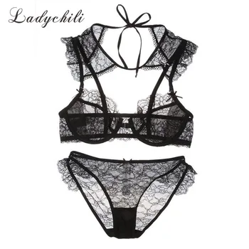 Ladychili Women Intimate Bra Set Black White Super Sexy Transparent Full Lace Thin Bra and Brief Set Front Closure Bra set N297
Ladychili Women Intimate Bra Set Black White Super Sexy Transparent Full Lace Thin Bra and Brief Set Front Closure Bra set N297