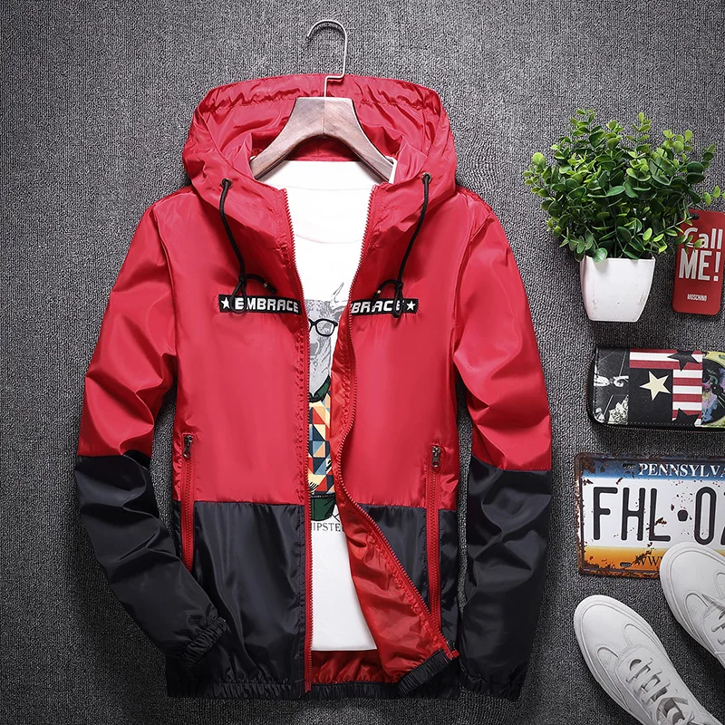 Spring Autumn Bomber Hooded Jacket Men Casual Slim Patchwork Windbreaker Jacket Male Outwear Zipper Thin Coat Brand Clothing
Spring Autumn Bomber Hooded Jacket Men Casual Slim Patchwork Windbreaker Jacket Male Outwear Zipper Thin Coat Brand Clothing