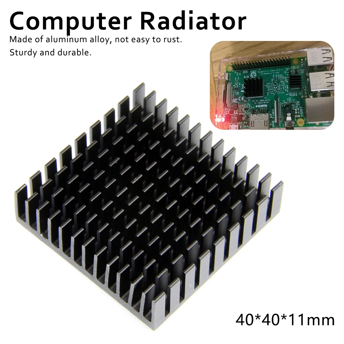 Computer Cooler Radiator Aluminum Heatsink Heat sink for Electronic Chip Heat dissipation Cooling Pads 40*40*11mm
Computer Cooler Radiator Aluminum Heatsink Heat sink for Electronic Chip Heat dissipation Cooling Pads 40*40*11mm