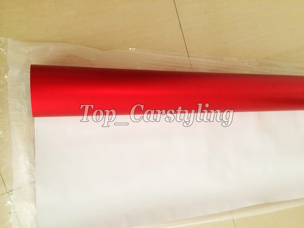 satin red Matte chrome vinyl metallic Matt alumium red car wrap sheets (3)