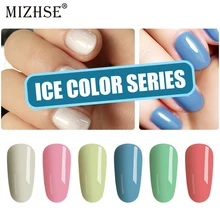 Mizhse 반투명 얼음 uv 젤 폴란드어 캔디 색상 네일 아트 패션 젤리 젤 네일 폴란드어 오래 지속 7 ml 6 pcs 젤 광택(China)