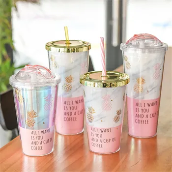 Creative Portable Mug Gold Plating Pineapple Plastic Double Layer Summer Juice Icecream Cup With Straw Coffee Milk Cup
Creative Portable Mug Gold Plating Pineapple Plastic Double Layer Summer Juice Icecream Cup With Straw Coffee Milk Cup