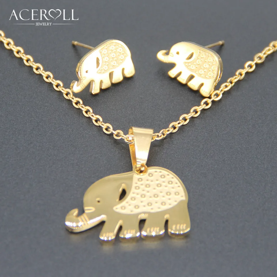 ACEROLL Elephant Jewelry Set - Stainless Steel Fashion Trendy Earring and Pendant Necklace with Animal Engraved
ACEROLL Elephant Jewelry Set - Stainless Steel Fashion Trendy Earring and Pendant Necklace with Animal Engraved