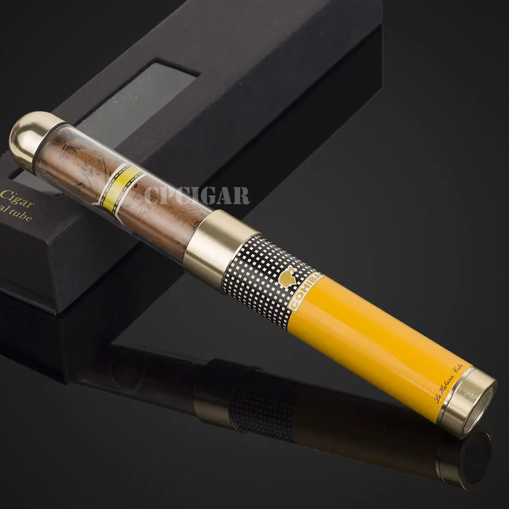 COHIBA Metal&Transparent Cigar Tube Case Portable Humidor Holder With Humidifier
COHIBA Metal&Transparent Cigar Tube Case Portable Humidor Holder With Humidifier