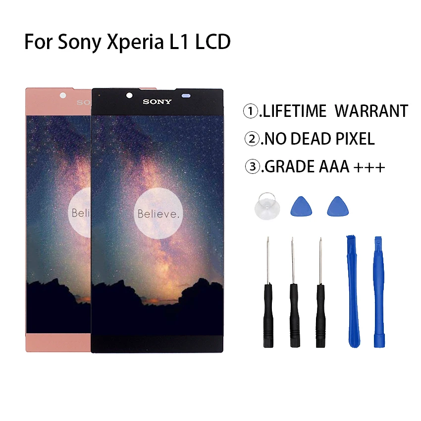 For SONY Xperia L1 LCD Display Touch Screen Digitizer Assembly For SONY Xperia L1 G3312 Display Screen Phone LCD Free Tools
For SONY Xperia L1 LCD Display Touch Screen Digitizer Assembly For SONY Xperia L1 G3312 Display Screen Phone LCD Free Tools