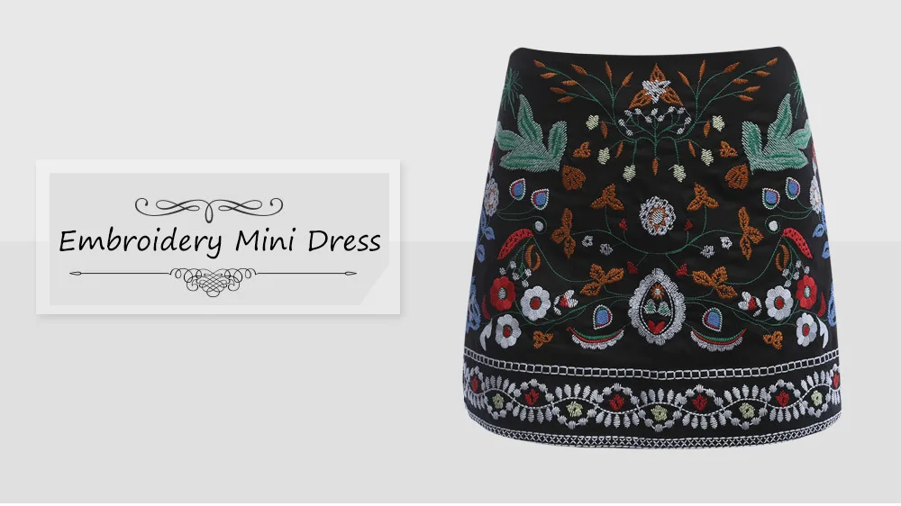 CharMma Women Embroidered Skirt Vintage Pencil Short Skirts (3)