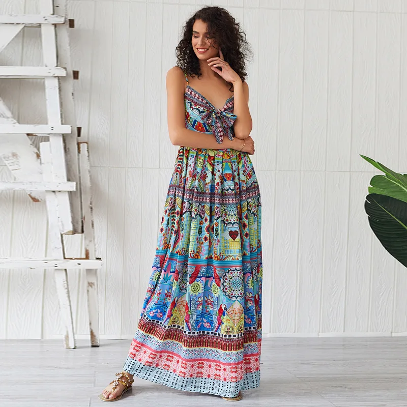 Printing Midi Spaghetti Strap Summer Bohemian Beach Dress Streetwear Maxi Women Dresses Blue Big Size Vestidos Verano 2019
Printing Midi Spaghetti Strap Summer Bohemian Beach Dress Streetwear Maxi Women Dresses Blue Big Size Vestidos Verano 2019