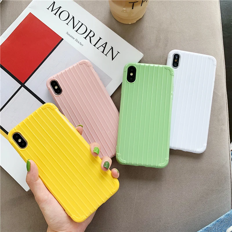 Популярный чемодан силиконовый мягкий чехол для телефона iPhone X XS XR Xsmax 8 7 6 6S Plus 11 Pro