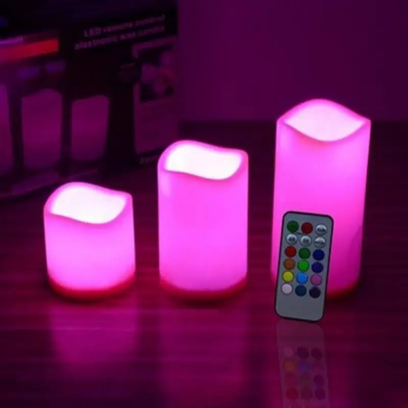 Popular Romantic Changing Color LED Light Candles Remote Control Flameless Wax Candles 3Pcs/set Holiday Party Celebration
Popular Romantic Changing Color LED Light Candles Remote Control Flameless Wax Candles 3Pcs/set Holiday Party Celebration