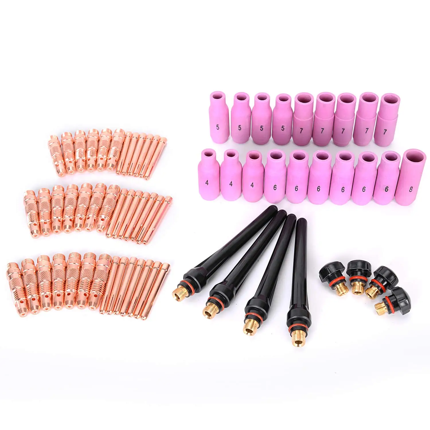 67PCS TIG Torch Consumables Accessories KIT for TIG Welding Torch PTA DB SR WP 17 18 26 Back Cap/Collet Body/Alumina Nozzle
67PCS TIG Torch Consumables Accessories KIT for TIG Welding Torch PTA DB SR WP 17 18 26 Back Cap/Collet Body/Alumina Nozzle