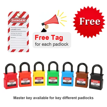 Lockey Free tag 10pcs/lot 25mm Safety Padlock Security Colorful Insulation Plastic Shackle Lockout Tagout Lock Loto
Lockey Free tag 10pcs/lot 25mm Safety Padlock Security Colorful Insulation Plastic Shackle Lockout Tagout Lock Loto