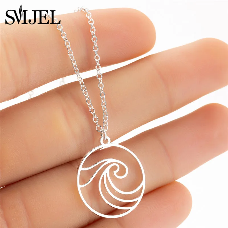 SMJEL Stainless Steel Wave Necklaces Pendants Circle Beach Surfer Jewelry for Women Ocean Wave Charm Choker Necklace Collar
SMJEL Stainless Steel Wave Necklaces Pendants Circle Beach Surfer Jewelry for Women Ocean Wave Charm Choker Necklace Collar