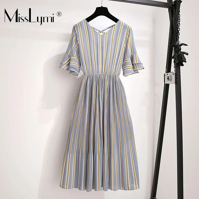 XL-5XL Plus Size Women Striped Chiffon Dress Summer 2019 Bohemia Cross Backless Short Sleeve Elastic Waist Elegant Pleated Dresses
XL-5XL Plus Size Women Striped Chiffon Dress Summer 2019 Bohemia Cross Backless Short Sleeve Elastic Waist Elegant Pleated Dresses