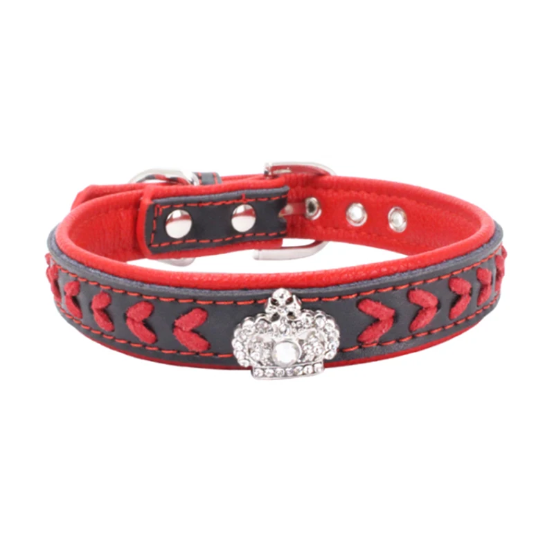 Shiny Rhinestone Crown Genuine Leather Pet Collar Contrast Color Soft Litchi Veins Dog Collars Woven Rope Decorative Dog Leash
Shiny Rhinestone Crown Genuine Leather Pet Collar Contrast Color Soft Litchi Veins Dog Collars Woven Rope Decorative Dog Leash