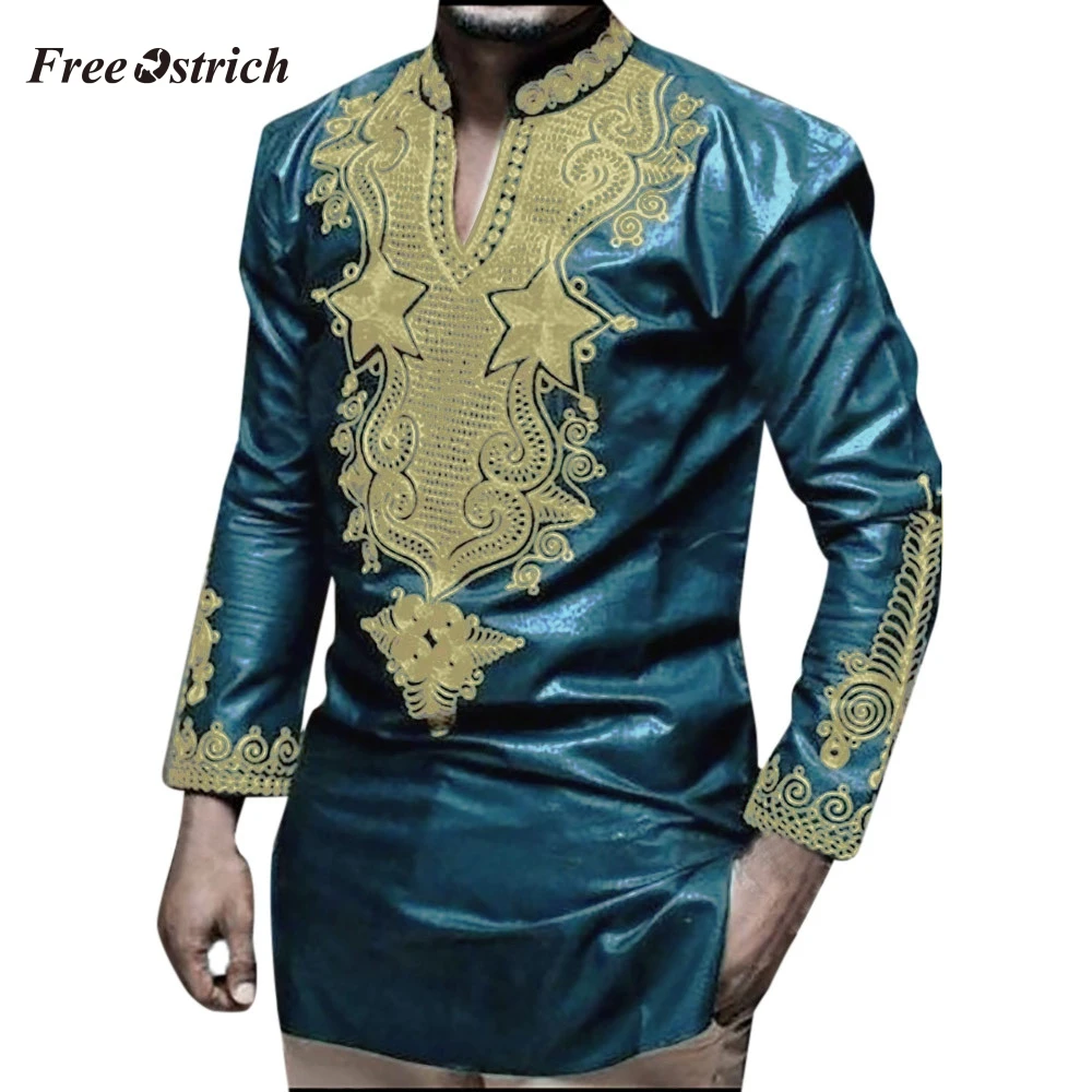 Free Ostrich Men's Shirts Luxury African Gold Print Long Sleeve Dashiki Tops V Neck Smooth Fabric High Quality Top Blouse New
Free Ostrich Men's Shirts Luxury African Gold Print Long Sleeve Dashiki Tops V Neck Smooth Fabric High Quality Top Blouse New