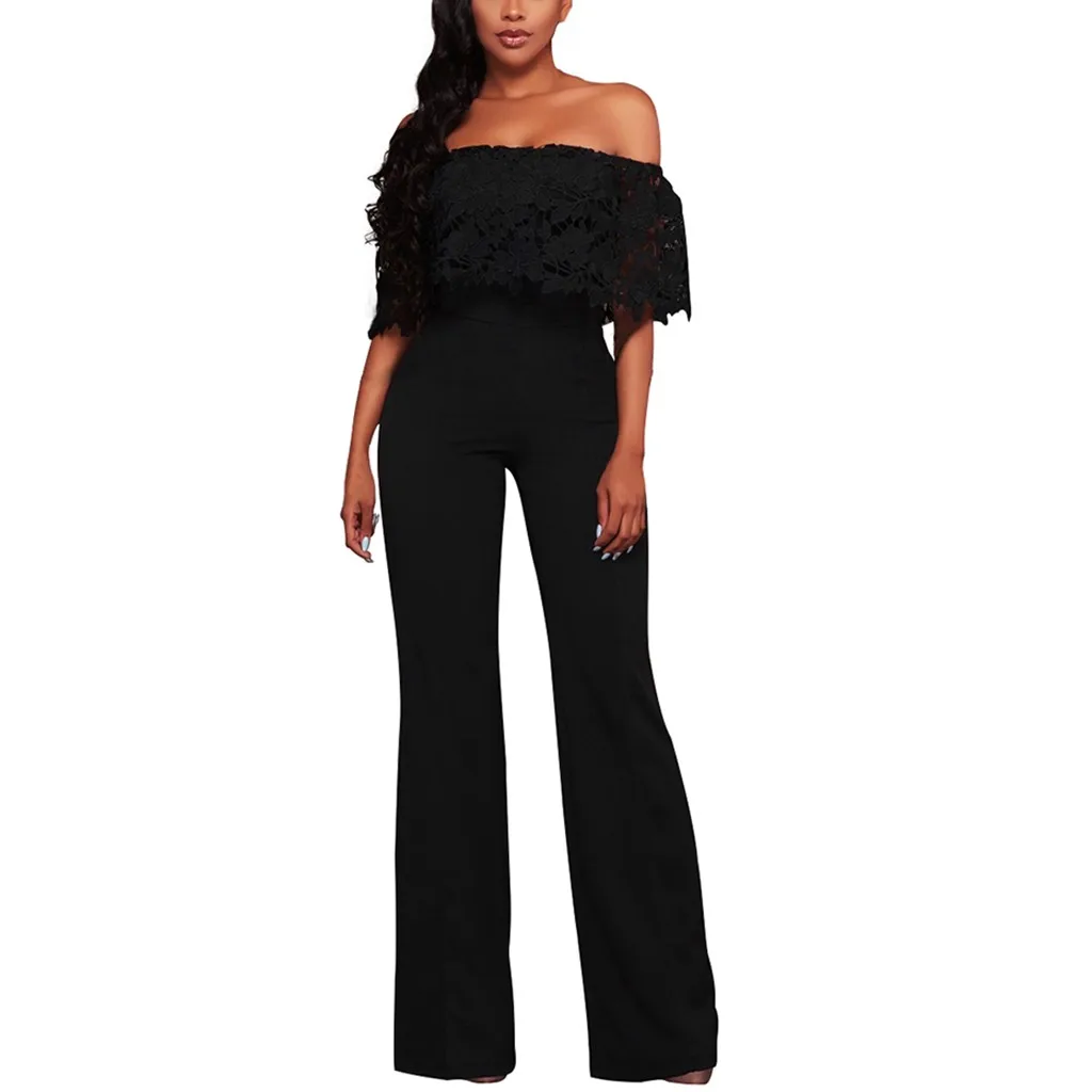Women's Casual Lace Sleeveless Slash Neck Off Shoulder Elegant Jumpsuit Romper Monos Largos Mujer Pantalon Largo Overalls
Women's Casual Lace Sleeveless Slash Neck Off Shoulder Elegant Jumpsuit Romper Monos Largos Mujer Pantalon Largo Overalls