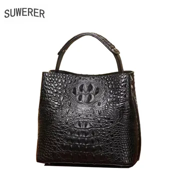 SUWERER 2020 New women bag Superior cowhide Genuine Leather bags fashion Crocodile pattern tote women handbags schoudertas dames
SUWERER 2020 New women bag Superior cowhide Genuine Leather bags fashion Crocodile pattern tote women handbags schoudertas dames
