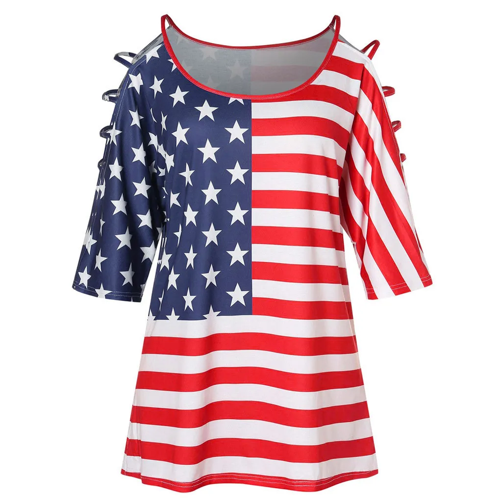 Fashsiualy Women's Plus Size Off Shoulder Blouse Summer Fashion American Stripes Flag Print Blouse camicia donna In 2019
Fashsiualy Women's Plus Size Off Shoulder Blouse Summer Fashion American Stripes Flag Print Blouse camicia donna In 2019