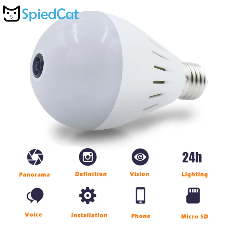 360Degree Panoramic Fisheye Len Wireless E27 Wifi IP 1.3MP Mini Smart Bulb Camera Home Baby Pet Security Monitor Support TF Card
360Degree Panoramic Fisheye Len Wireless E27 Wifi IP 1.3MP Mini Smart Bulb Camera Home Baby Pet Security Monitor Support TF Card