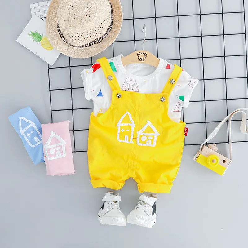 Summer Cotton Baby Girls Short Sleeve Print T-shirt Tops + Cartoon Overalls Pants Kids Clothing Sets 2Pcs Suits roupas de bebe
Summer Cotton Baby Girls Short Sleeve Print T-shirt Tops + Cartoon Overalls Pants Kids Clothing Sets 2Pcs Suits roupas de bebe