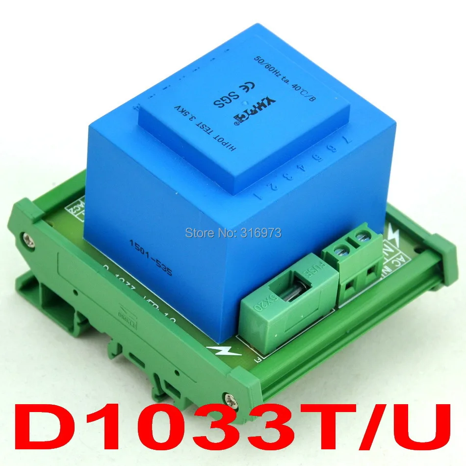 

P 230VAC, S 48VAC, 20VA DIN Rail Mount Power Transformer Module, D-1033T/U,AC48V