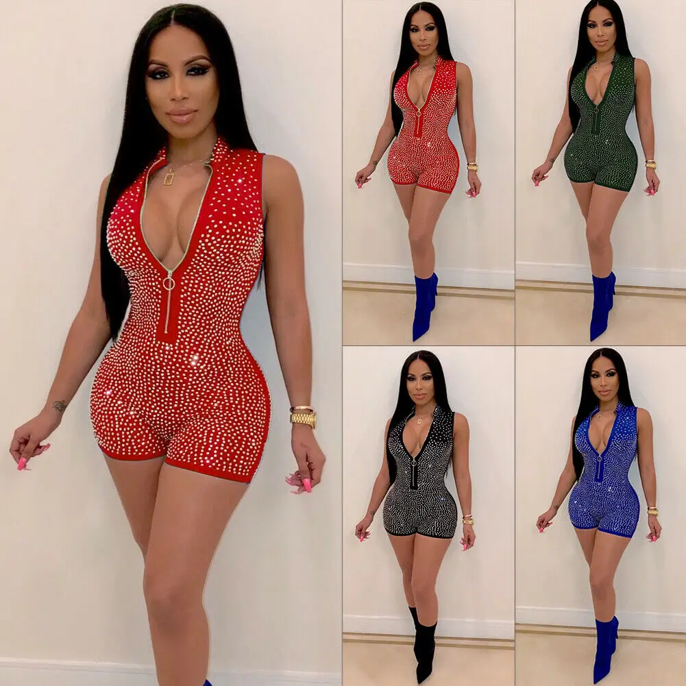 Hirigin Women Sexy Zipper Shining Paillette Fashion V-Neck High Waist Bandage Playsuits Sleeveless Slim Clubwear
Hirigin Women Sexy Zipper Shining Paillette Fashion V-Neck High Waist Bandage Playsuits Sleeveless Slim Clubwear