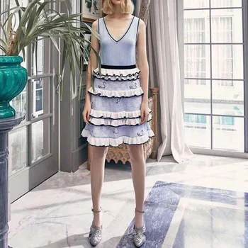 Sweet Preppy Style Knitted Lace Dress 2019 V-neck Sleeveless Short Tank Dress Lady Summer Knitted Lace Splice Ruffles Mini Dress
Sweet Preppy Style Knitted Lace Dress 2019 V-neck Sleeveless Short Tank Dress Lady Summer Knitted Lace Splice Ruffles Mini Dress