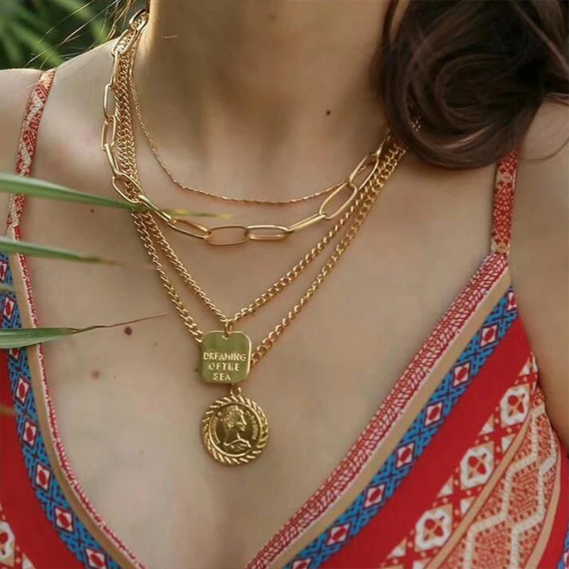 Hot Sale Trendy Gold Coin Layer Chain Necklaces For Women Fashion Memento Statement Necklaces Party Jewelry Gift
Hot Sale Trendy Gold Coin Layer Chain Necklaces For Women Fashion Memento Statement Necklaces Party Jewelry Gift