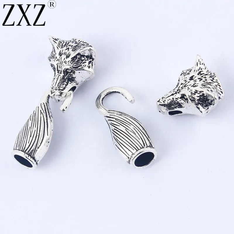 ZXZ 2 Sets Antique Silver Wolf Head Tail End Caps Hook Clasp Bracelet Findings for 8mm Round Leather Cord
ZXZ 2 Sets Antique Silver Wolf Head Tail End Caps Hook Clasp Bracelet Findings for 8mm Round Leather Cord