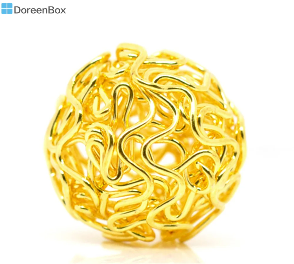 Doreen Box hot- 20 золотого цвета полые круглые бусины 18 мм (B10373) | Украшения и аксессуары