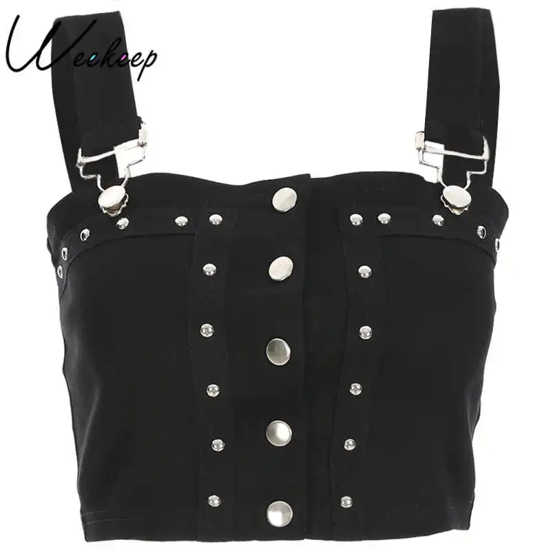 Weekeep Black Rivet Tank Top Women Sexy Backless Punk Style Crop Top 2018 Fashion Cropped Bodycon Bralette Shirt Women Tops
Weekeep Black Rivet Tank Top Women Sexy Backless Punk Style Crop Top 2018 Fashion Cropped Bodycon Bralette Shirt Women Tops