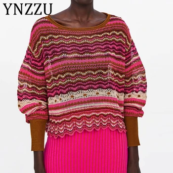 YNZZU 2019 Autumn Casual Hollow Out Knitted Sweater Women Chic Striped O Neck Loose Women Pullover Tops Female Jumper AT273
YNZZU 2019 Autumn Casual Hollow Out Knitted Sweater Women Chic Striped O Neck Loose Women Pullover Tops Female Jumper AT273