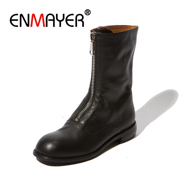 ENMAYER Genuine leather Women Ankle boots Fashion boots for woman Round toe square heels Lady motorcycle boots Low heels CR498
ENMAYER Genuine leather Women Ankle boots Fashion boots for woman Round toe square heels Lady motorcycle boots Low heels CR498