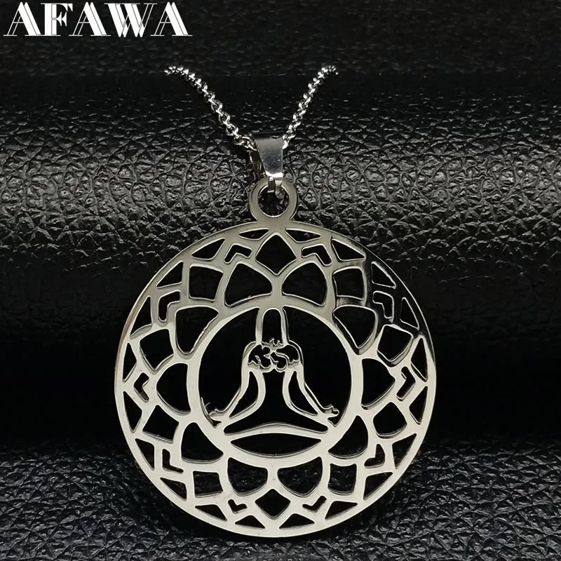 Yoga Lotus Stainless Steel Necklace Pendant Women Silver Color Statement Necklace Jewelery flor de loto bisuteria mujer N182344
Yoga Lotus Stainless Steel Necklace Pendant Women Silver Color Statement Necklace Jewelery flor de loto bisuteria mujer N182344