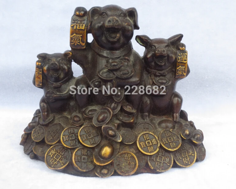 Chinese old copper/bronze carved Many 3 pig brings coin,Luck, wealth withinto your home sculpture/ Feng Shui Statue ,Best gift
Chinese old copper/bronze carved Many 3 pig brings coin,Luck, wealth withinto your home sculpture/ Feng Shui Statue ,Best gift