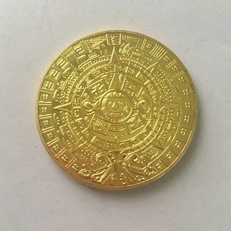 10 шт. длинный календарь Mayan Aztec таинственный 24 К настоящая позолота сувенир 40 мм