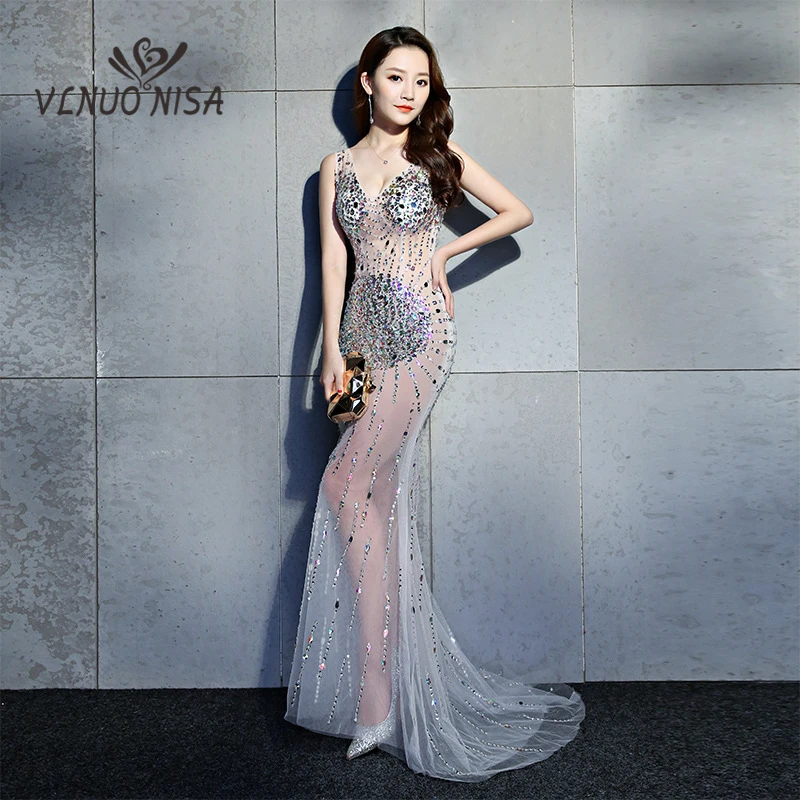 100% Real Photo Sexy Deep V-Neck Long Evening Dress Transparent Lace Sequined Beading Invisible Zipper Dance Party Dress 30
100% Real Photo Sexy Deep V-Neck Long Evening Dress Transparent Lace Sequined Beading Invisible Zipper Dance Party Dress 30