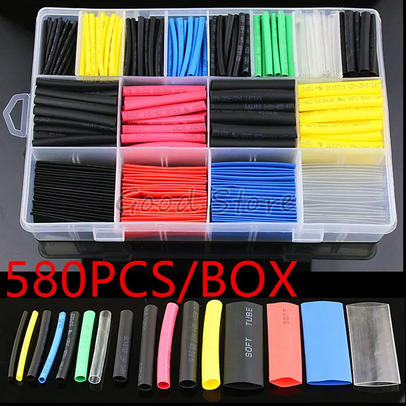580pcs/530pcs/260pcs Assortment Electronic 2:1 Wrap Wire Cable Insulated Polyolefin Heat Shrink Tube Ratio Tubing Insulation
580pcs/530pcs/260pcs Assortment Electronic 2:1 Wrap Wire Cable Insulated Polyolefin Heat Shrink Tube Ratio Tubing Insulation
