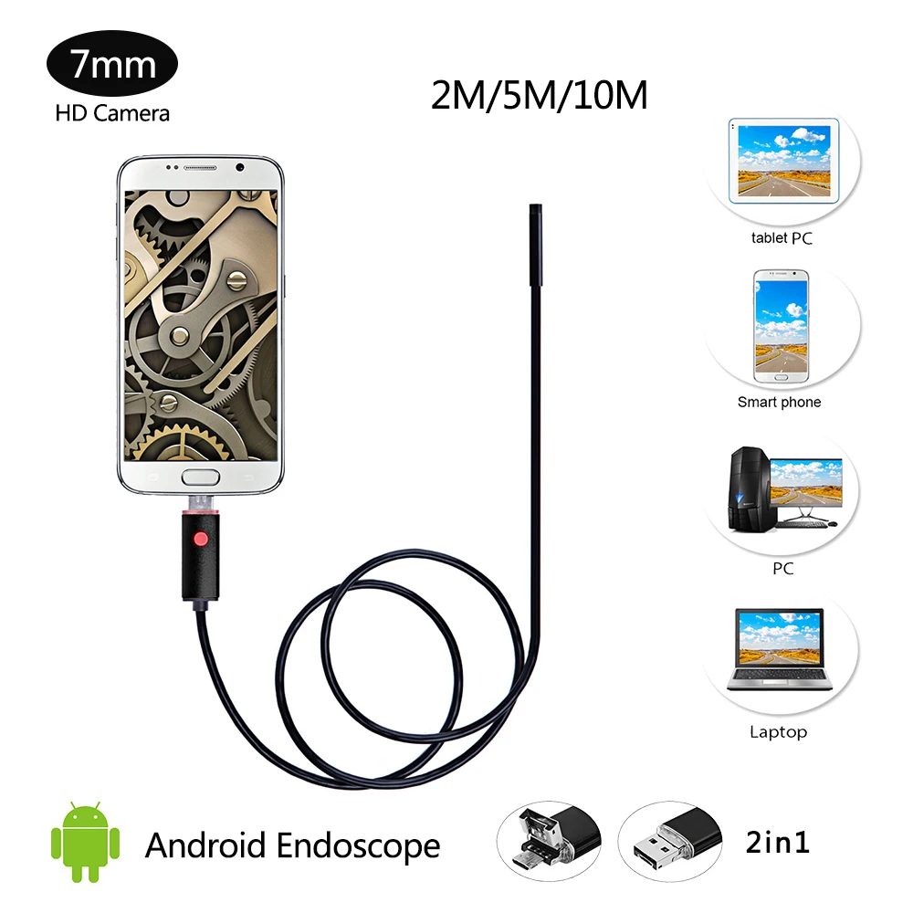 Водонепроницаемый IP67 HD USB-эндоскоп для Android Камера осмотра автомобиля 2 м/5 м/10 м