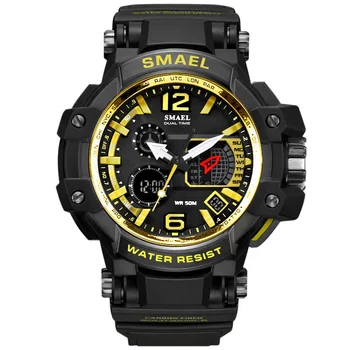 SMAEL Quartz Digital Watch Sport Watches Men Black Gold 50m Waterproof Military Quartz Wristwatch Relogio Masculino LED Watch
SMAEL Quartz Digital Watch Sport Watches Men Black Gold 50m Waterproof Military Quartz Wristwatch Relogio Masculino LED Watch