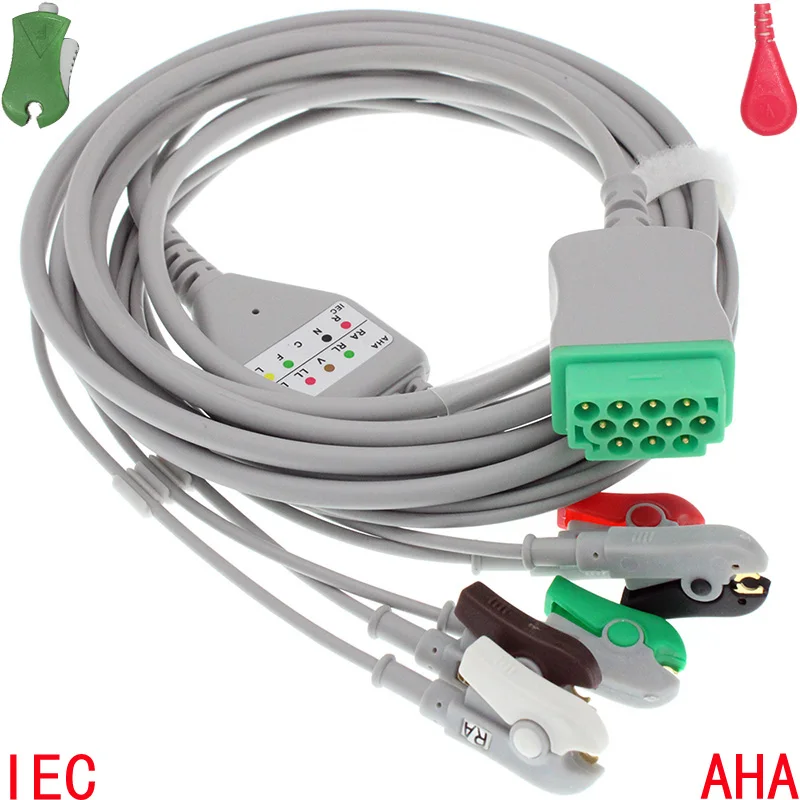 Use for 11pin GE-Marquette Patient ECG EKG Monitor with 5 lead Cable and Leadwire for Dash PRO/Eagle/Solar/Tram systems,IEC AHA
Use for 11pin GE-Marquette Patient ECG EKG Monitor with 5 lead Cable and Leadwire for Dash PRO/Eagle/Solar/Tram systems,IEC AHA
