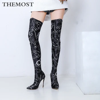 ARQA chain printed over the knee boots female autumn and winter warm short plush high heel pointed elastic female long boots
ARQA chain printed over the knee boots female autumn and winter warm short plush high heel pointed elastic female long boots