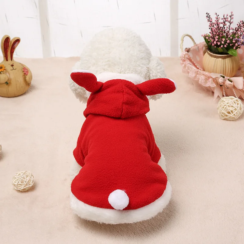Cute Dog Puppy Rabbit Costume Christmas Pet Dog Clothes Cat Rabbit Hat Hoodie Coat Jackets Winter Warm FleeceDog Outfit (5)