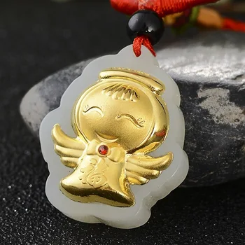 Hetian Jade 24k Gold Necklace Pendant Natural Jade Angel Pendants For Couple Men Women Christmas Gift With Box Bag Certificate
Hetian Jade 24k Gold Necklace Pendant Natural Jade Angel Pendants For Couple Men Women Christmas Gift With Box Bag Certificate