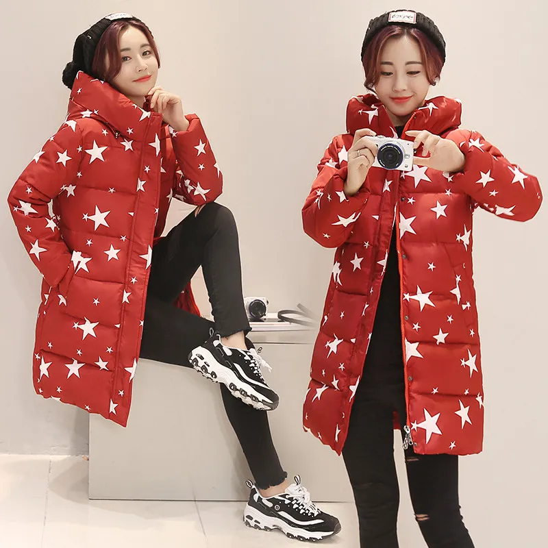 Winter Jacket Women Star Print Thicken 2019 Cotton Coat Hooded Warm Parka Big Size Wadded Padded Jacket Female Maxi Coats C2638
Winter Jacket Women Star Print Thicken 2019 Cotton Coat Hooded Warm Parka Big Size Wadded Padded Jacket Female Maxi Coats C2638