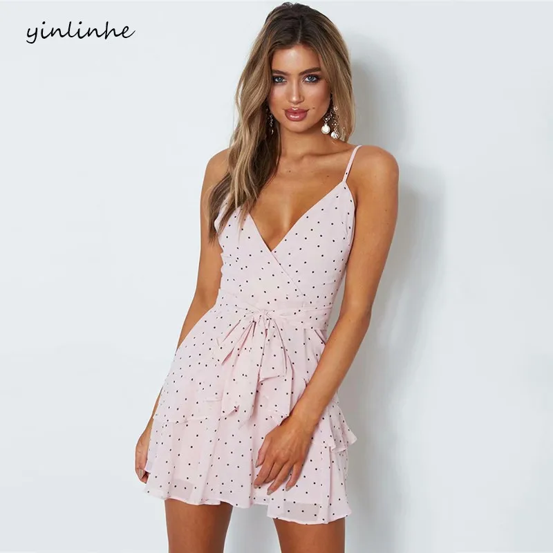 yinlinhe Pink Polka Dot Dress Women Strapless V Neck Sexy Party Dress Summer Backless bow knot tied cute Slim ruffle dresses 752
yinlinhe Pink Polka Dot Dress Women Strapless V Neck Sexy Party Dress Summer Backless bow knot tied cute Slim ruffle dresses 752