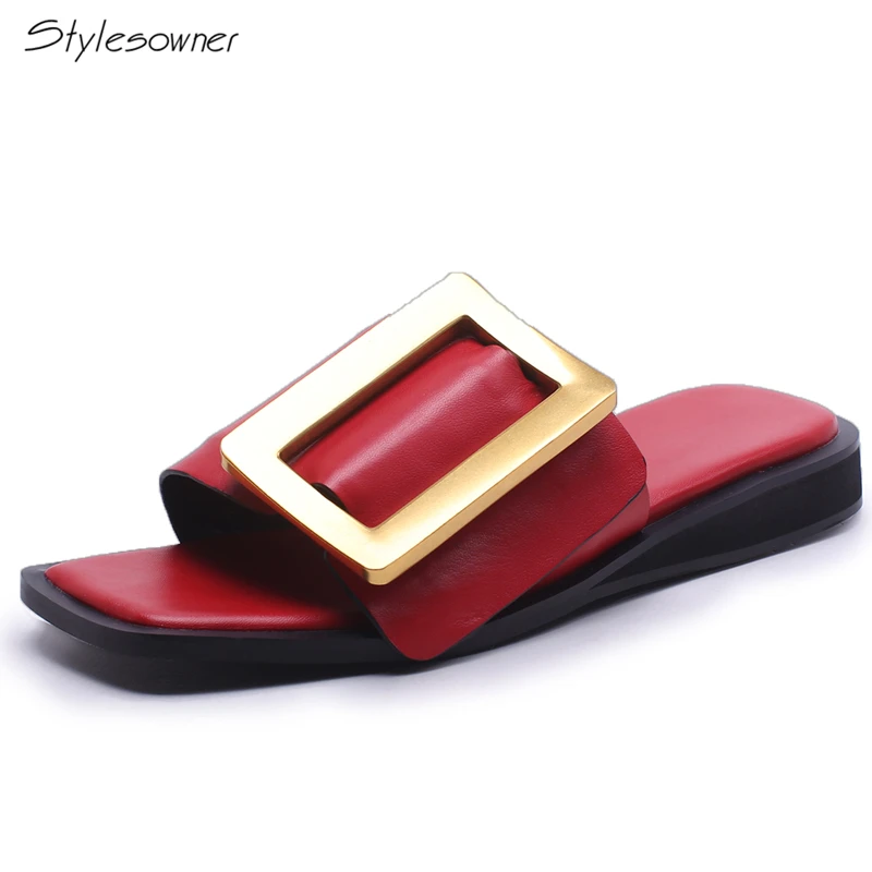 Stylesowner Square Open Toe Summer Metal Buckle Sexy Slippers Flat Beach Women Slippers Big Size 42/43EU Leather Shoes New Chic
Stylesowner Square Open Toe Summer Metal Buckle Sexy Slippers Flat Beach Women Slippers Big Size 42/43EU Leather Shoes New Chic
