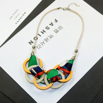 Personality New Woman Necklaces Geometric Wood Big Circle Fabric Pendant Short Sweater Rope Chain Necklace Fashion Accessories
Personality New Woman Necklaces Geometric Wood Big Circle Fabric Pendant Short Sweater Rope Chain Necklace Fashion Accessories