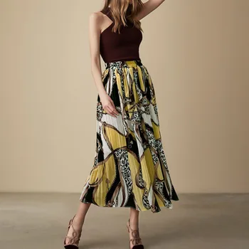 Flower Print Long Maxi Skirt Summer Elastic Waist Pleated Skirt Beach Boho Skirt Plus Size Chiffon Korean Vintage Streetwear New
Flower Print Long Maxi Skirt Summer Elastic Waist Pleated Skirt Beach Boho Skirt Plus Size Chiffon Korean Vintage Streetwear New